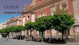  Presentation with baroque - Slide set consisting of seville-spain-april-4-2019 background and a coral colored foreground
