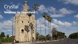  Presentation with control tower - Slides featuring seville-spain-may-16 background and a ocean colored foreground