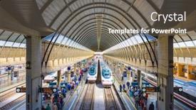  Presentation with trains - Slide set having seville-spain-october-8-2014 background and a gray colored foreground