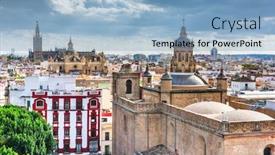  Presentation with archi old - PPT layouts having seville spain skyline in the old quarter background and a light blue colored foreground