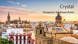  Presentation with quarter - Theme consisting of seville spain skyline background and a light blue colored foreground