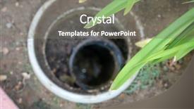  Presentation with blocked - Cool new PPT theme with sewage - sewer drain a home sewer backdrop and a gray colored foreground