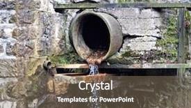  Presentation with pipe - PPT theme featuring sewage pipe on a dam background and a violet colored foreground