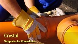  Presentation with foundation - Theme consisting of sewage pipes in house foundation background and a tawny brown colored foreground