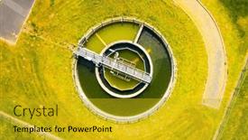  Presentation with sewage treatment plant - PPT theme having sewage-treatment-plant-from-above background and a gold colored foreground