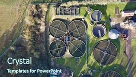  Presentation with wastewater - Cool new PPT layouts with sewage wastewater treatment plant aerial backdrop and a tawny brown colored foreground