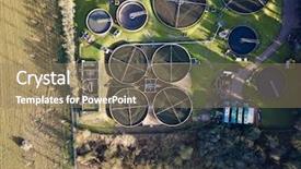  Presentation with wastewater - Amazing slide deck having sewage wastewater treatment plant aerial backdrop and a coral colored foreground