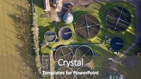  Presentation with wastewater - Presentation design consisting of sewage wastewater treatment plant aerial background and a tawny brown colored foreground