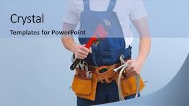  Presentation with water color - PPT theme featuring sewarage water - handsome young plumber with tools background and a light blue colored foreground