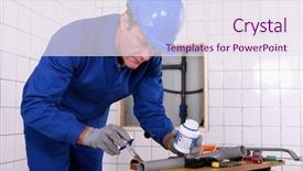  Presentation with glue - PPT theme enhanced with sewarage water - plumber applying glue background and a sky blue colored foreground