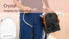  Presentation with plumber - Beautiful PPT theme featuring sewarage water - plumber with set of tools backdrop and a lemonade colored foreground