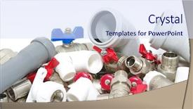  Presentation with plumbing fixtures - PPT theme having key with pocket watch and books on rustic wooden background background and a tawny brown colored foreground