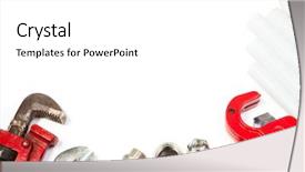  Presentation with plumbing - PPT theme enhanced with sewarage water - plumbing tool pipes and fittings background and a white colored foreground