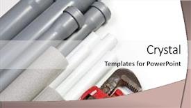  Presentation with water pipes - Cool new PPT theme with sewarage water - plumbing tool pipes and fittings backdrop and a white colored foreground