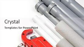  Presentation with water pipes - Cool new presentation with sewarage water - plumbing tool pipes and fittings backdrop and a white colored foreground