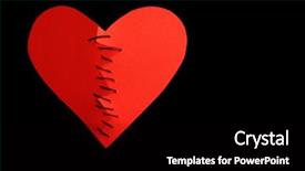  Presentation with heart - Presentation design with sewed heart on black background background and a  colored foreground