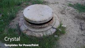  Presentation with sewer - Amazing slide deck having sewer-manhole-in-the-city backdrop and a tawny brown colored foreground