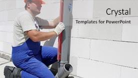  Presentation with sewage - Amazing presentation having sewer pipelines - plumber using level for checking backdrop and a light gray colored foreground