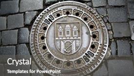  Presentation with indian festival cover page - Colorful PPT layouts enhanced with sewer system - man hole cover in prague backdrop and a gray colored foreground