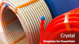  Presentation with pvc plastic - Beautiful slide deck featuring sewer system - roll of of plastic pipe backdrop and a crimson colored foreground