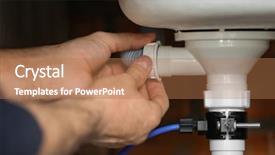  Presentation with art close up of professional - Beautiful presentation featuring sewerage - professional plumber fixing sink closeup backdrop and a coral colored foreground