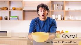  Presentation with neighbors - Colorful slide set enhanced with sewerage - young man in water leakage backdrop and a lemonade colored foreground