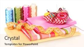  Presentation with sewing - Cool new presentation with sewing-accessories-and-fabric-isolated backdrop and a lemonade colored foreground