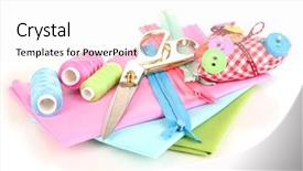  Presentation with brown sugar isolated on white - Slide deck consisting of sewing accessories and fabric isolated background and a white colored foreground