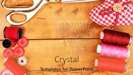  Presentation with sewing - Audience pleasing slide deck consisting of sewing-accessories-and-fabric backdrop and a  colored foreground