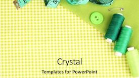  Presentation with sewing - Slides with sewing accessories and fabric close background and a  colored foreground