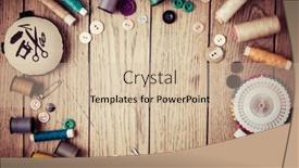  Presentation with sewing tools - Cool new presentation theme with sewing-and-craft-tools-threads backdrop and a soft green colored foreground