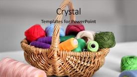 Presentation with sewing - Slide deck featuring sewing and crocheting in wicker background and a light gray colored foreground