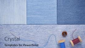  Presentation with sewing - Colorful slide deck enhanced with sewing-bobbin-with-thread backdrop and a light blue colored foreground