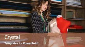  Presentation with working - Cool new theme with sewing careers - smiling beautiful seamstress woman working backdrop and a  colored foreground