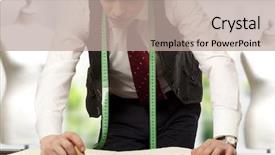  Presentation with young students working in groups - Presentation design consisting of sewing careers - young male tailor working background and a mint green colored foreground