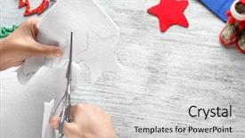  Presentation with sewing - Audience pleasing theme consisting of sewing christmas star from felt backdrop and a light gray colored foreground