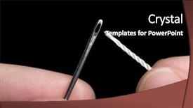  Presentation with sewing needle - Audience pleasing theme consisting of sewing craft needle textile thread backdrop and a black colored foreground