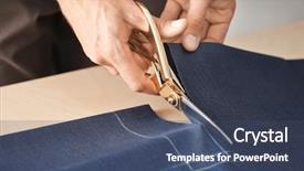  Presentation with textile - Audience pleasing slides consisting of sewing cutting - young tailor working with textile backdrop and a ocean colored foreground