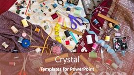  Presentation with sewing - Colorful presentation theme enhanced with sewing-items-for-puzzle-template backdrop and a red colored foreground