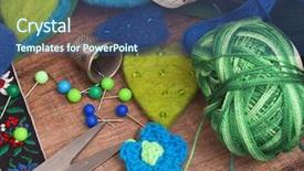  Presentation with sewing - Presentation theme having sewing items background and a ocean colored foreground