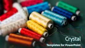  Presentation with sewing machine - Beautiful PPT layouts featuring sewing machine - background of the reels backdrop and a tawny brown colored foreground