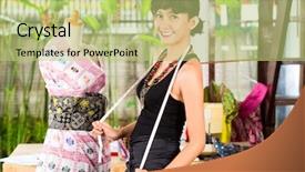  Presentation with design fashion - Audience pleasing slide set consisting of sewing machine - freelancer - fashion designer working backdrop and a mint green colored foreground