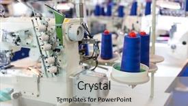  Presentation with factory machine - Beautiful presentation theme featuring sewing machine and cloth nobody backdrop and a light gray colored foreground