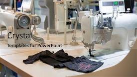  Presentation with machine shop - Cool new PPT theme with sewing machine and cloth backdrop and a coral colored foreground