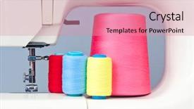 Presentation with sewing needle - Slides featuring sewing machine and colorful thread background and a coral colored foreground