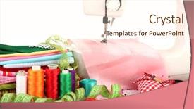  Presentation with sewing machine - Beautiful slides featuring sewing machine and fabric isolated backdrop and a cream colored foreground