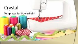  Presentation with sewing machine - Slide deck consisting of sewing machine and fabric isolated background and a pink colored foreground