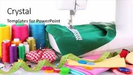  Presentation with sewing machine - Audience pleasing slides consisting of sewing machine and fabric isolated backdrop and a white colored foreground