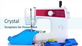  Presentation with sewing machine - Beautiful PPT layouts featuring sewing machine and fabric isolated backdrop and a sky blue colored foreground
