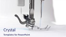  Presentation with sewing machine - Colorful PPT layouts enhanced with sewing machine and white fabric backdrop and a sky blue colored foreground